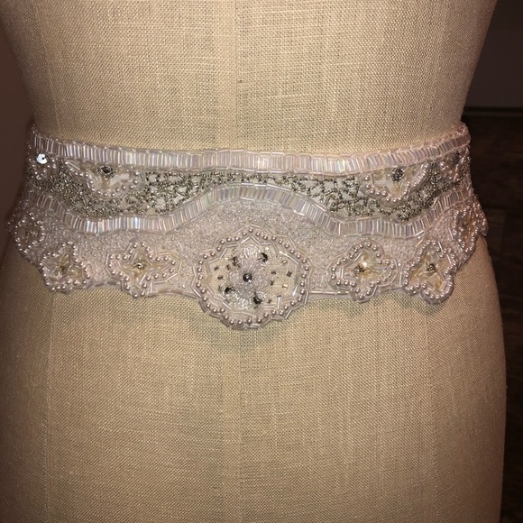 handcrafted pearls crystals and beads bridal sash